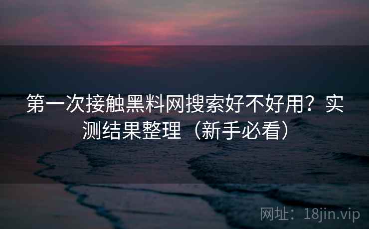 第一次接触黑料网搜索好不好用？实测结果整理（新手必看）
